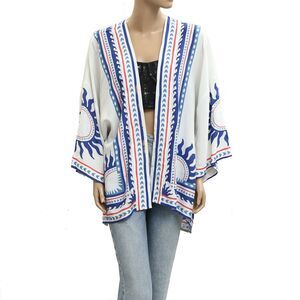 Farm Rio Anthropologie Sun-Printed Cover Up Top Cotton White U NWD 281903
